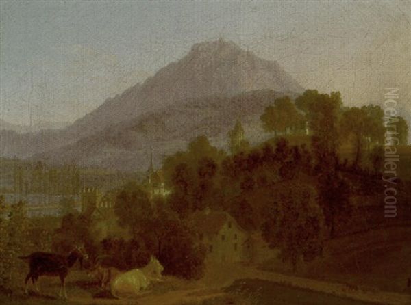 Blick Auf Den Pilatus Oil Painting by Johann Jakob Biedermann