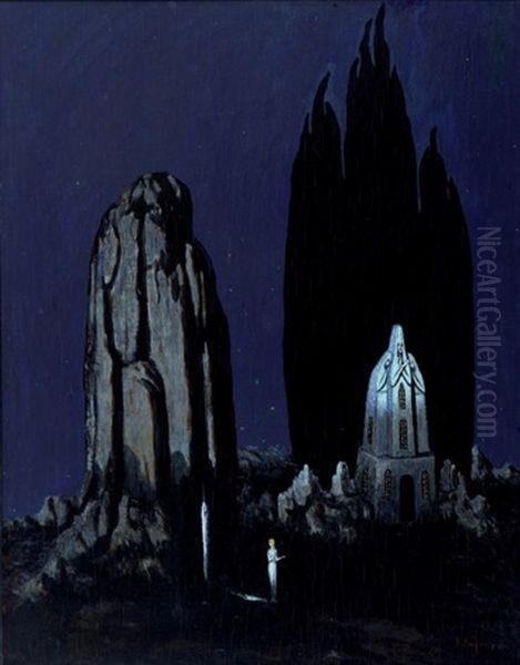 Le Temple Du Mystere De La Grotte Oil Painting by Boleslaw Biegas