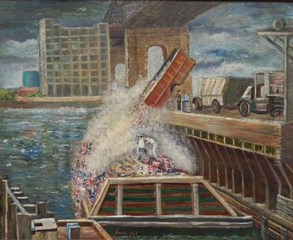 Industrial Scene - New York Oil Painting by Joseph Biel