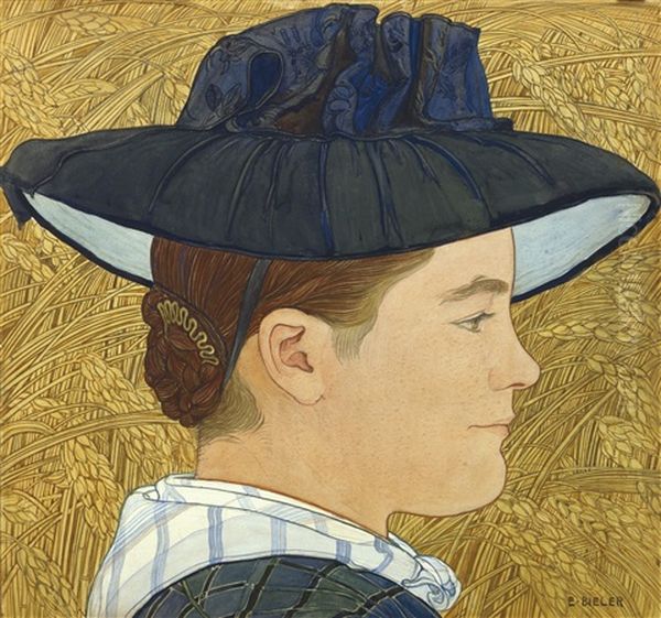 Fille Dans Les Bles Oil Painting by Ernest Bieler