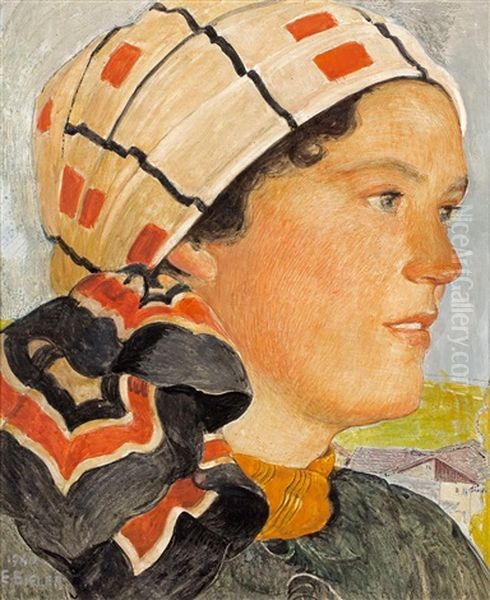 Saviesanne Au Foulard Oil Painting by Ernest Bieler