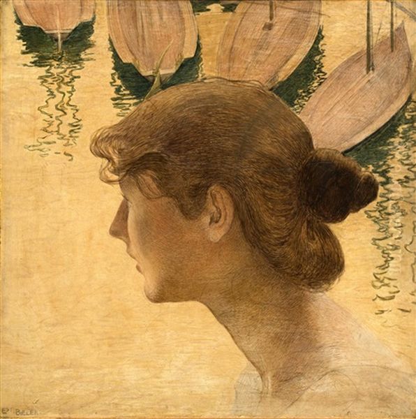 Tete De Femme Oil Painting by Ernest Bieler