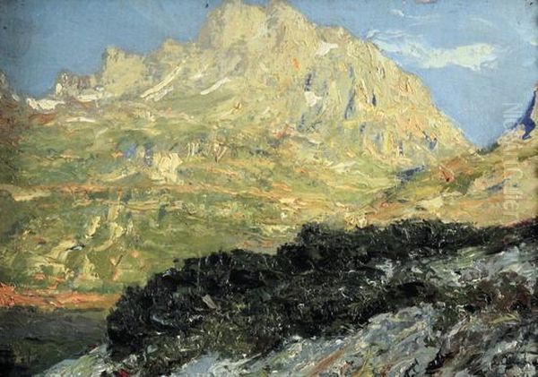 Paesaggio In Alta Montagna Oil Painting by Lidio Ajmone