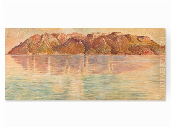 Genfersee Mit Blick Auf Den Grammont by Ernest Bieler