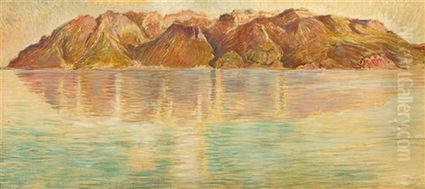 Genfersee Mit Sicht Auf Den Grammont Oil Painting by Ernest Bieler