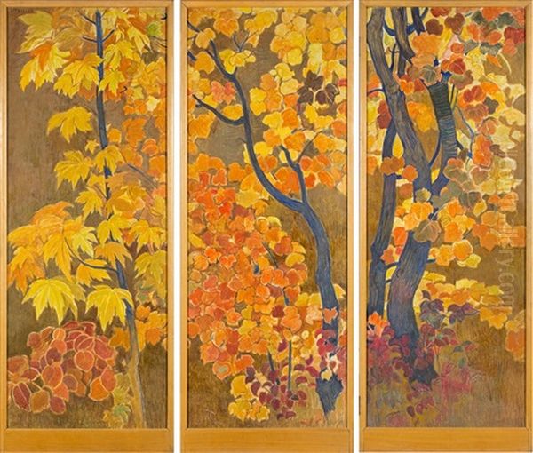 Paravent A Trois Feuilles Oil Painting by Ernest Bieler