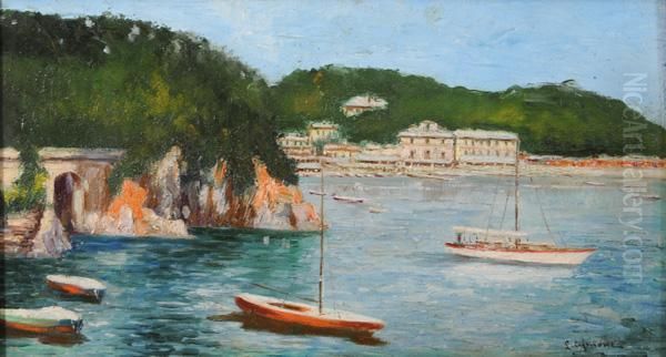 Veduta Di Portofino Da Mare Oil Painting by Lidio Ajmone