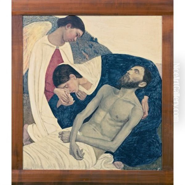 Lamentation De Jesus (lamentation Of Christ) Oil Painting by Ernest Bieler