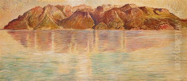 Le Gramont (+ Le Lac Fin D'hiver; 2 Works) Oil Painting by Ernest Bieler