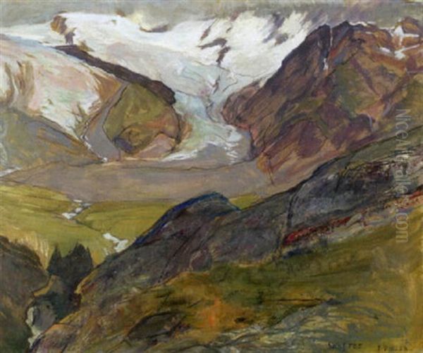 Landschaft Bei Saas Fee Oil Painting by Ernest Bieler