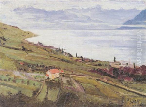 Vue Du Lac Leman Oil Painting by Ernest Bieler