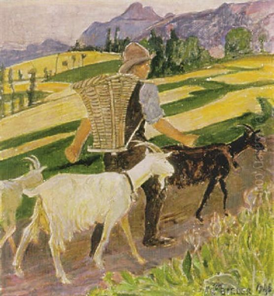 Hirten Und Ziegen Oil Painting by Ernest Bieler