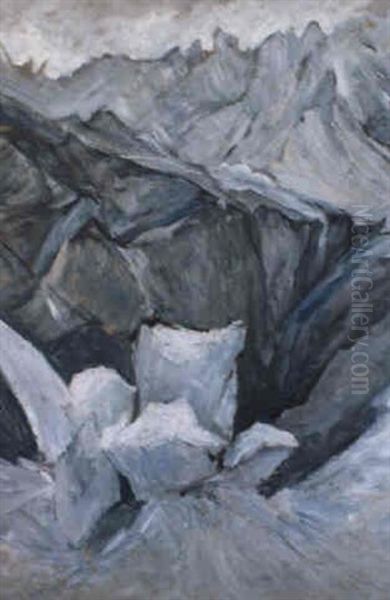 Glacier De Saas Fee Oil Painting by Ernest Bieler