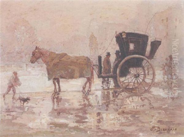 Hansom Cab, Grand Army Plaza, New York Oil Painting by Otto Bierhals