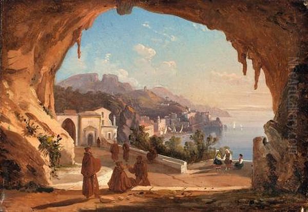 Ansicht Von Amalfi Oil Painting by Eduard Karl Biermann