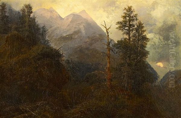 Alpenlandschaft Am Abend Oil Painting by Eduard Karl Biermann