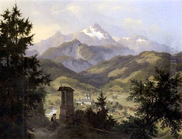 Blick Auf Berchtesgaden Und Den Watzmann Oil Painting by Eduard Karl Biermann