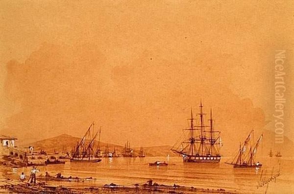 Scene De Port Oil Painting by Ivan Konstantinovich Aivazovsky