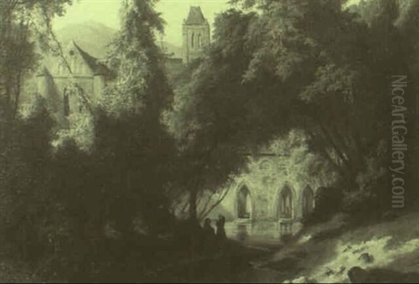 Vor Dem Kloster Oil Painting by Eduard Karl Biermann