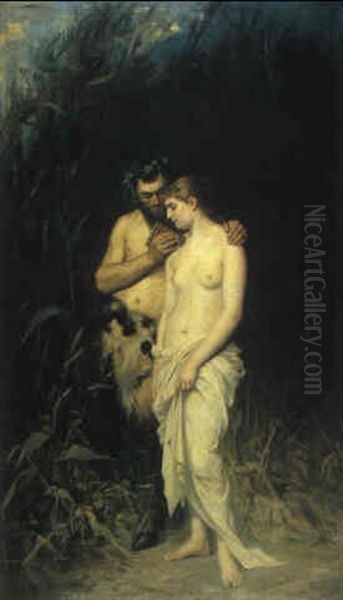 Faun Und Nymphe Oil Painting by Otto Biermer