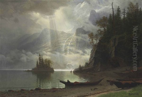 Island In The Lake Oil Painting by Albert Bierstadt