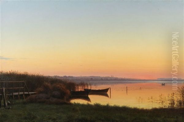 Expansive Dusk Landscape Oil Painting by Albert Bierstadt