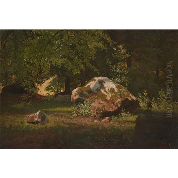 Rock And Forest Study Oil Painting by Albert Bierstadt