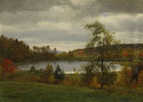 Landscape With Lake Oil Painting by Albert Bierstadt