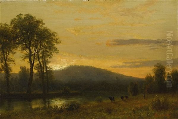 Sunset Near Conway, New Hampshire Oil Painting by Albert Bierstadt