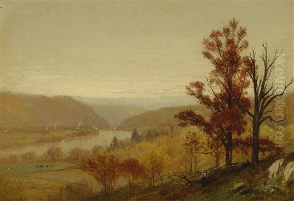 River Valley Landscape Oil Painting by Albert Bierstadt