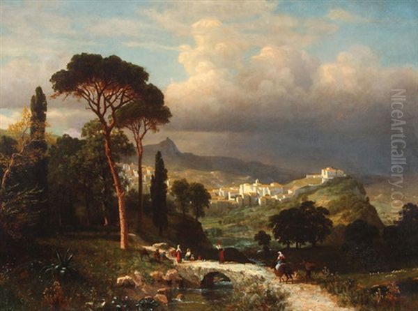 Italian Landscape After Storm Oil Painting by Albert Bierstadt