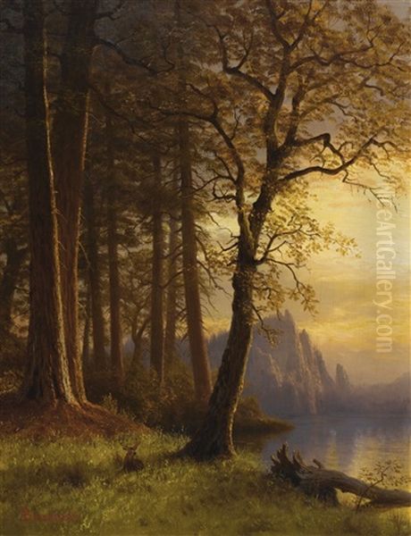 Sunset In California, Yosemite Oil Painting by Albert Bierstadt