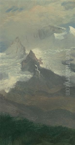 Cloud Study With Mountain Peaks Oil Painting by Albert Bierstadt