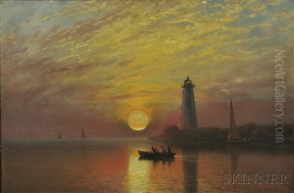 Lighthouse, Newport, Rhode Island Oil Painting by Albert Bierstadt