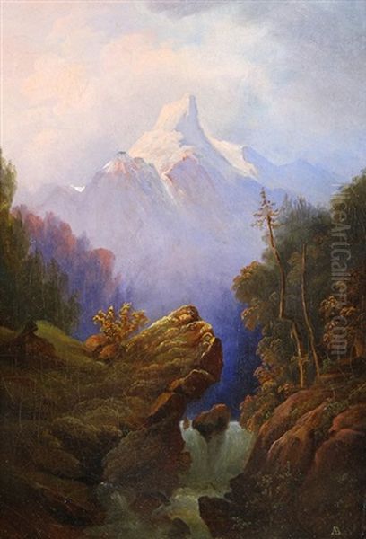 Blue Mountain Vista Oil Painting by Albert Bierstadt