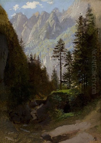 Mountain Vista Oil Painting by Albert Bierstadt