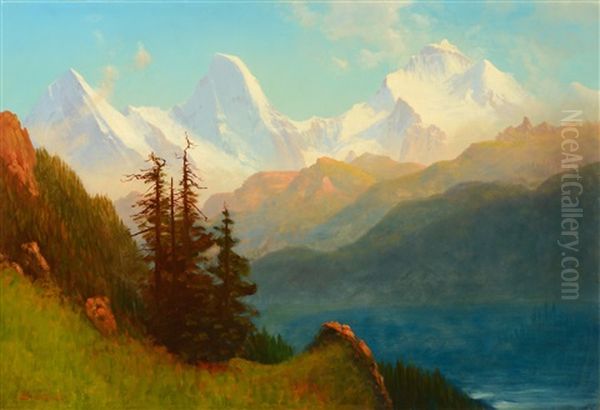 Splendor Of The Grand Tetons - Wyoming Territory Oil Painting by Albert Bierstadt