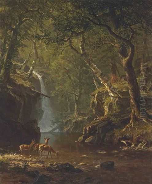 Cascading Falls Oil Painting by Albert Bierstadt