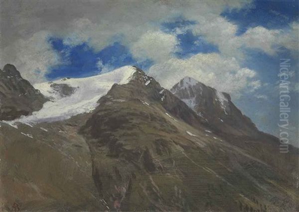 Peaks In The Rockies Oil Painting by Albert Bierstadt