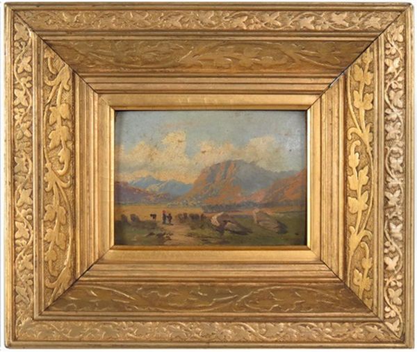 Western Landscape With Figures Oil Painting by Albert Bierstadt