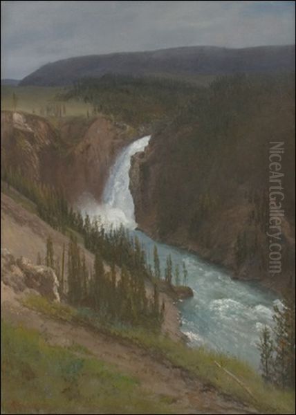 Upper Falls, Yellowstone Park Oil Painting by Albert Bierstadt