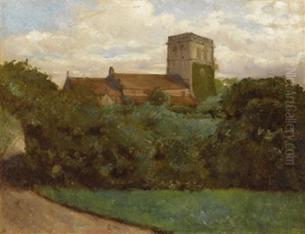 Tottenham Church, London Oil Painting by Albert Bierstadt