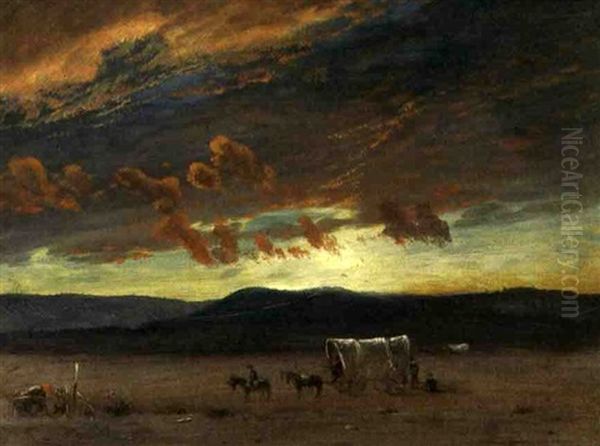 Wagon Train Oil Painting by Albert Bierstadt