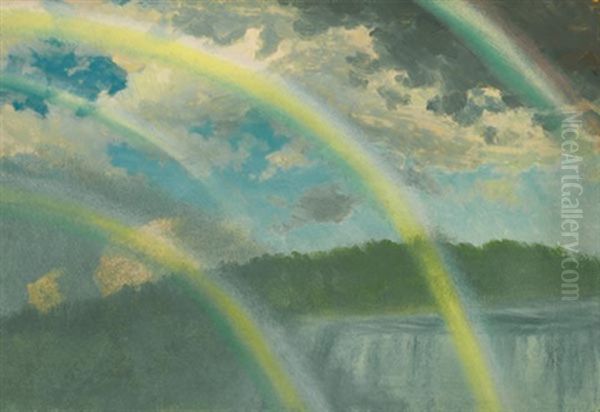 Rainbow Over Niagara Falls Oil Painting by Albert Bierstadt