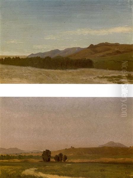 The Plains Near Fort Laramie (+ Nebraska, On The Plains; Pair) Oil Painting by Albert Bierstadt