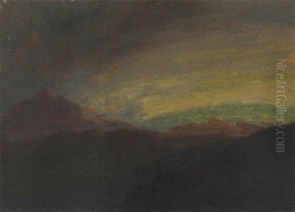 Mountain In Sunset Glow Oil Painting by Albert Bierstadt