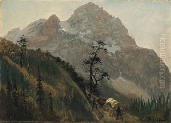 Western Trail, The Rockies Oil Painting by Albert Bierstadt