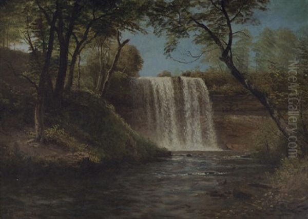 Waterfall, Ninnehaha Falls, Minnesota Oil Painting by Albert Bierstadt