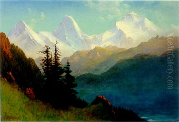 Splendor Of The Grand Tetons Oil Painting by Albert Bierstadt