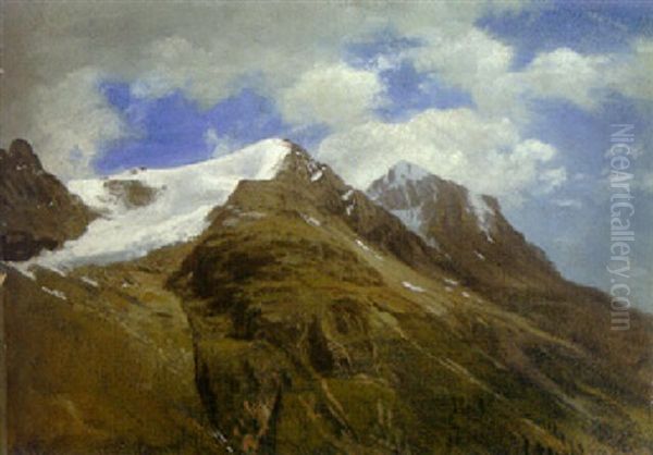 Peaks In The Rockies Oil Painting by Albert Bierstadt